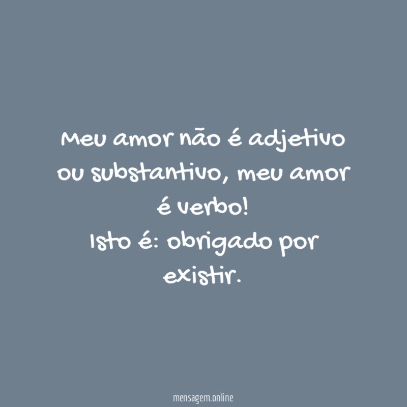 Meu amor não é adjetivo ou substantivo