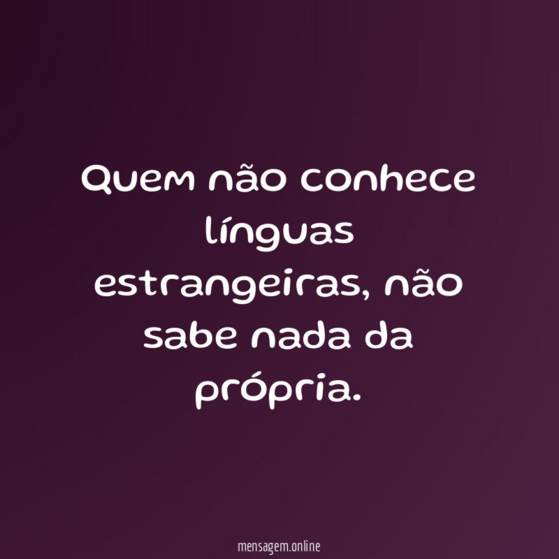 Quem não conhece línguas estrangeiras