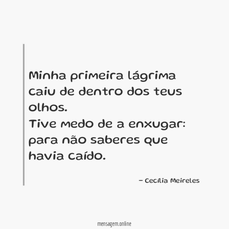 Minha primeira lágrima caiu de dentro dos teus olhos