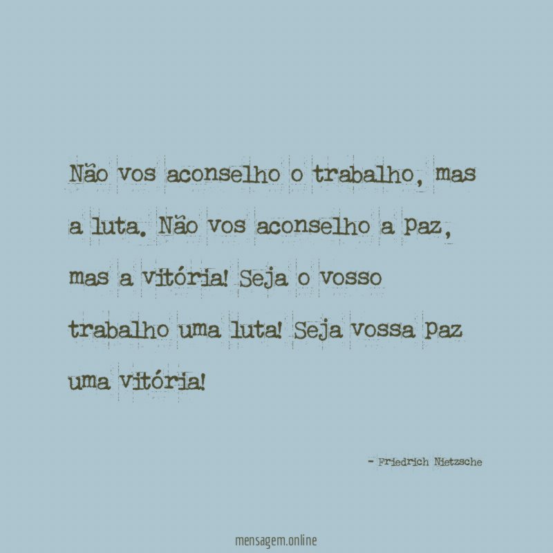 Não vos aconselho o trabalho