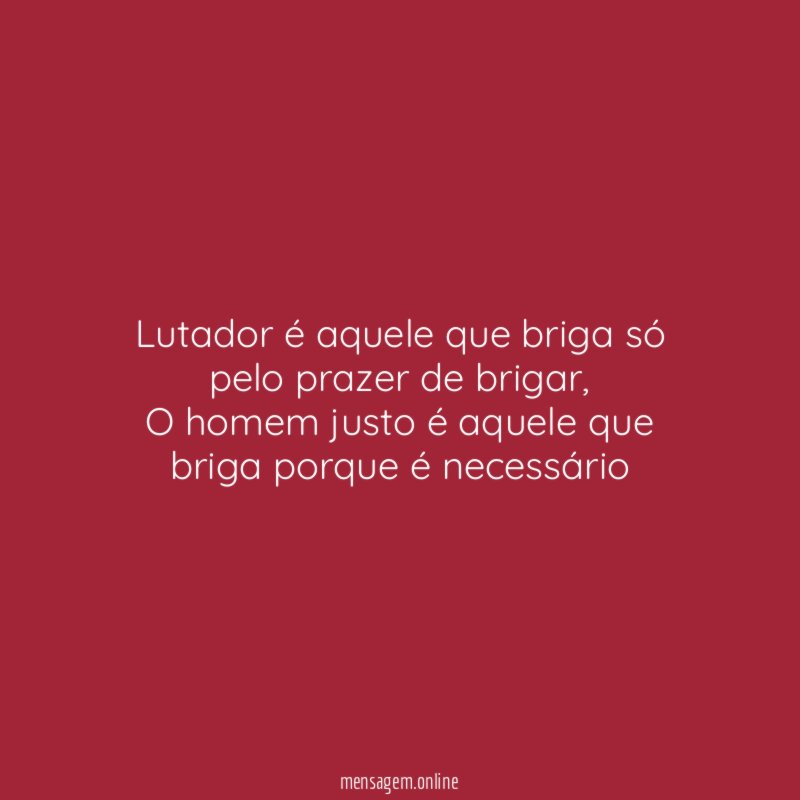Lutador é aquele que briga só pelo prazer de brigar