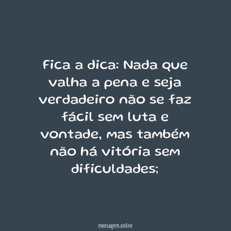 Fica a dica