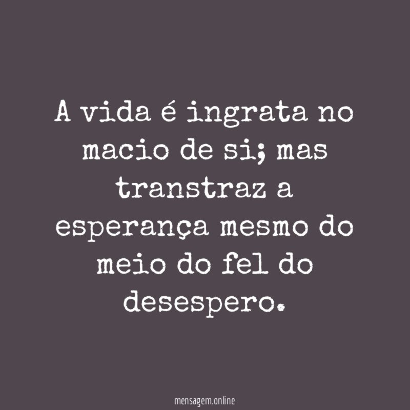 A vida é ingrata no macio de si