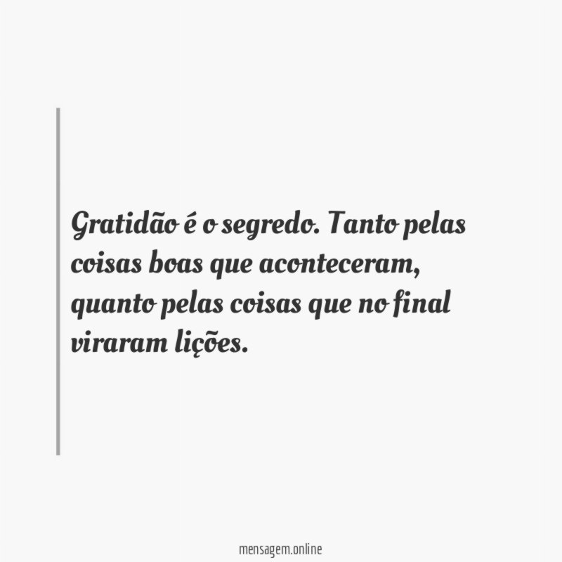 Gratidão é o segredo
