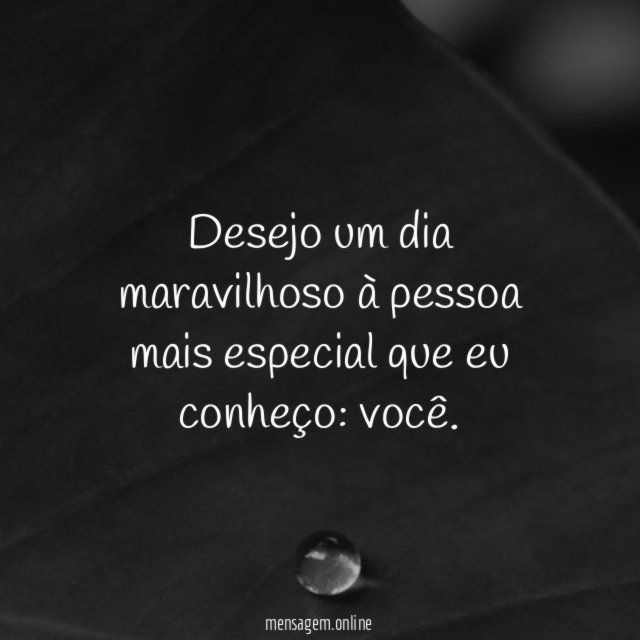 Desejo um dia maravilhoso à pessoa mais especial que eu conheço