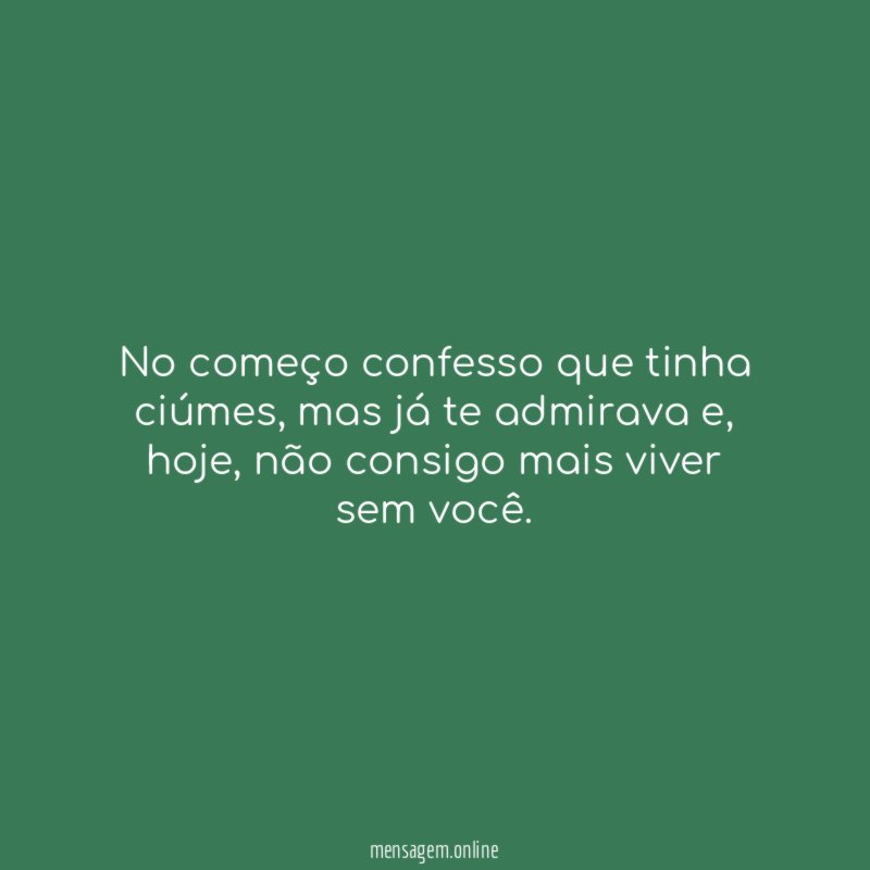 No começo confesso que tinha ciúmes