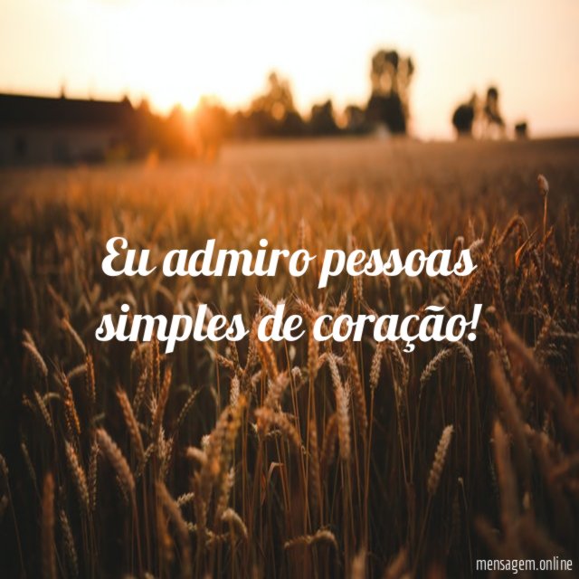 Eu admiro pessoas simples de coração
