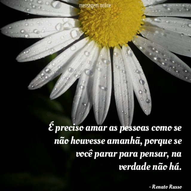 É preciso amar as pessoas como se não houvesse amanhã