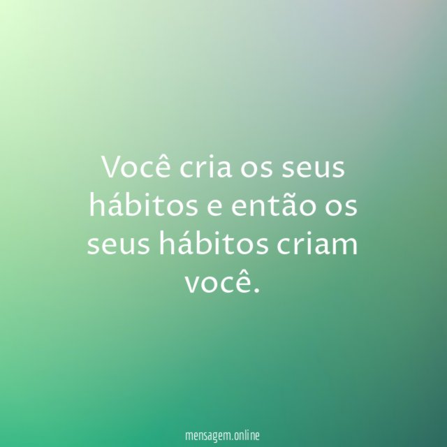 Você cria os seus hábitos e então os