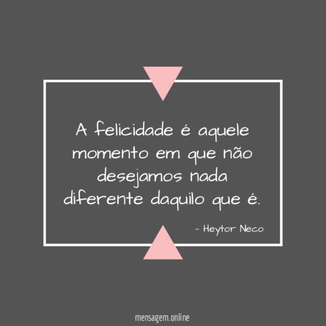A felicidade é aquele momento em que não