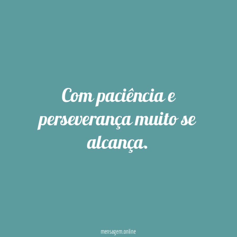 Com paciência e perseverança muito se alcança