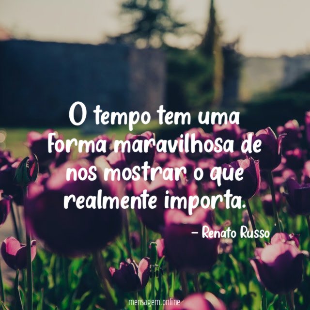 O tempo tem uma forma maravilhosa de nos