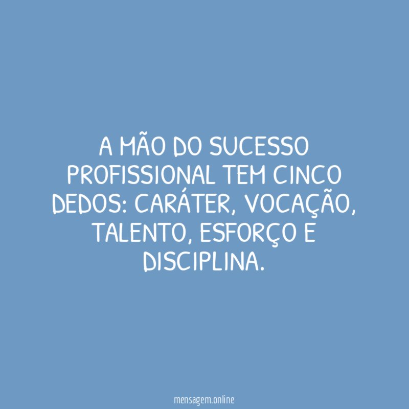 A mão do sucesso profissional tem cinco dedos