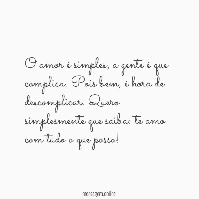 O amor é simples