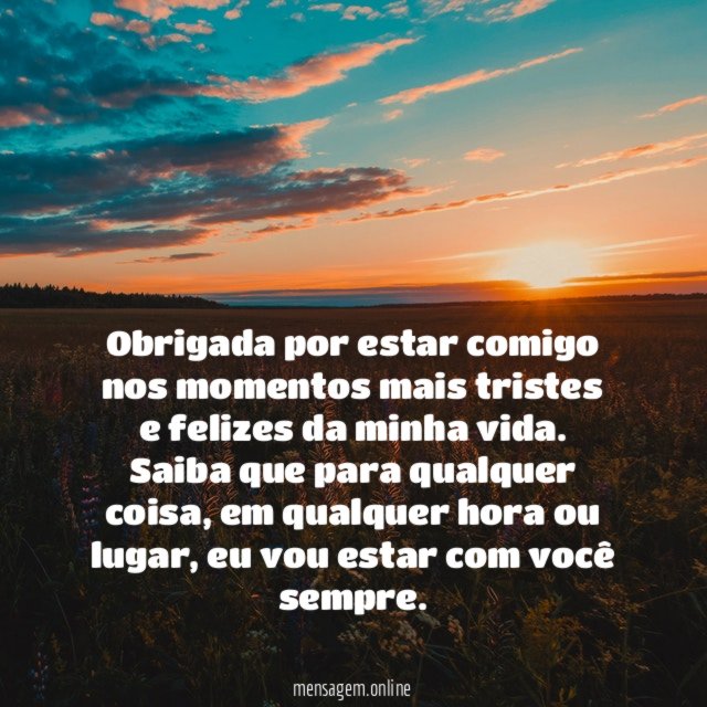 Obrigada por estar comigo nos momentos mais tristes
