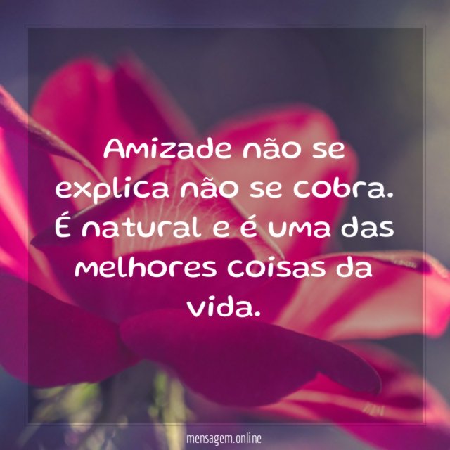 Amizade não se explica não se cobra