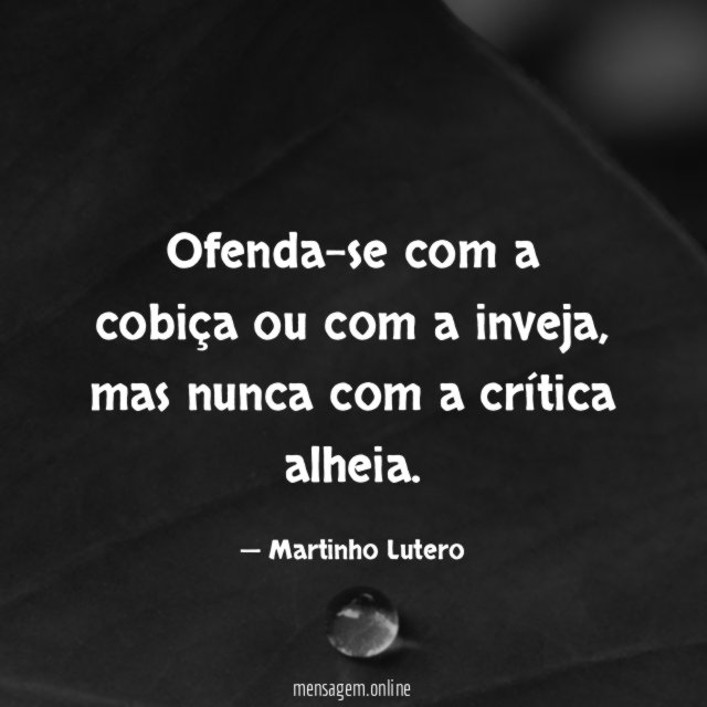 Ofenda-se com a cobiça ou com a inveja