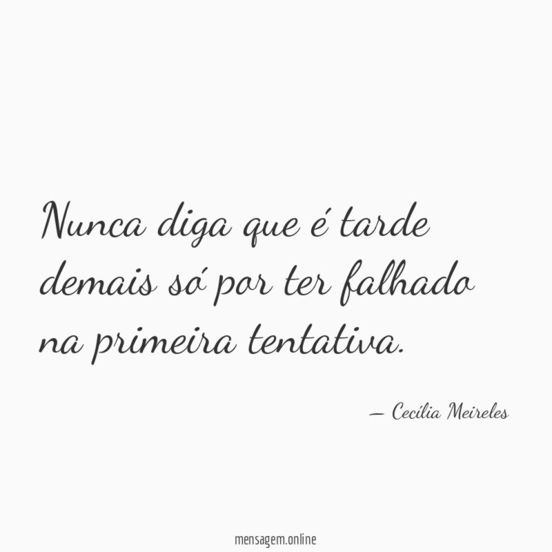 Nunca diga que é tarde demais só por ter falhado na primeira tentativa