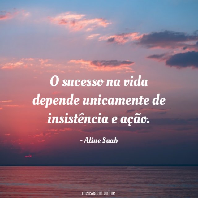 O sucesso na vida depende unicamente de insistência e ação