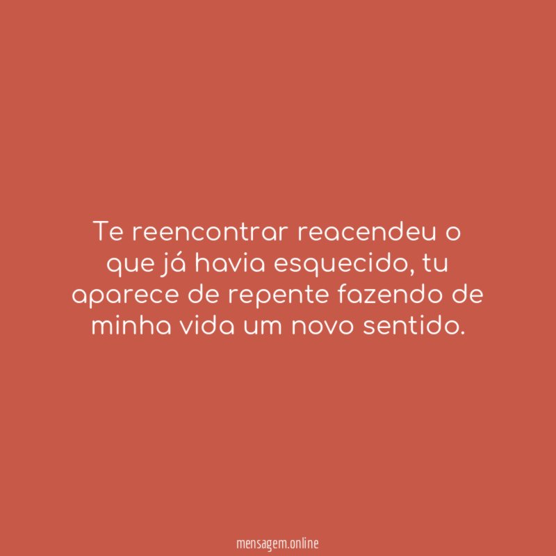 Te reencontrar reacendeu o que já havia esquecido