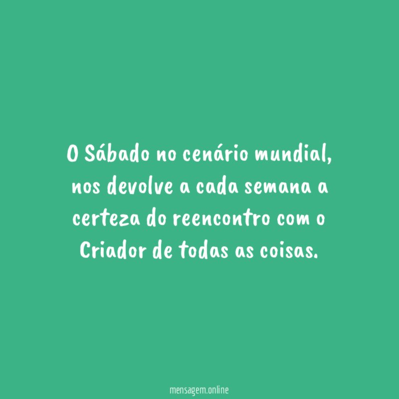 O Sábado no cenário mundial
