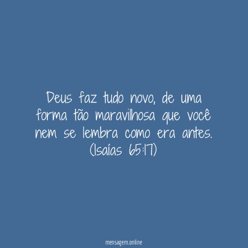 Deus faz tudo novo