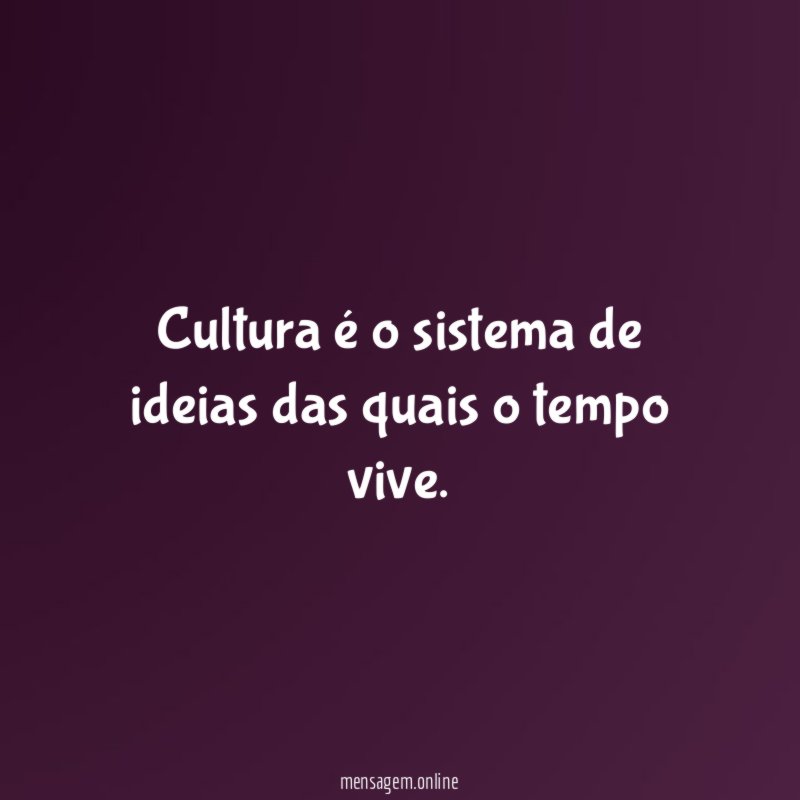Cultura é o sistema de ideias das quais o tempo vive