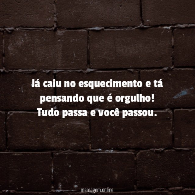Já caiu no esquecimento e tá pensando que é orgulho
