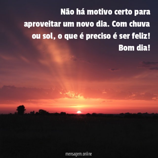 Não há motivo certo para aproveitar um novo dia