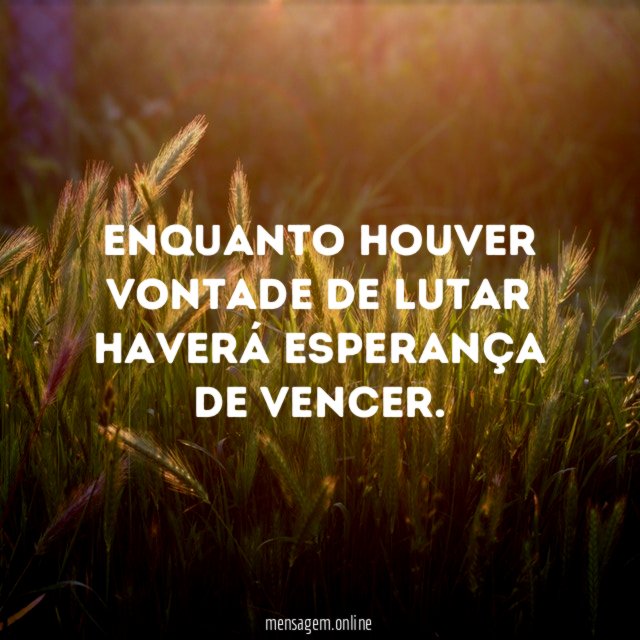 Enquanto houver vontade de lutar haverá esperança de vencer