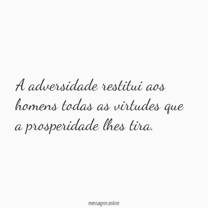 A adversidade restitui aos homens todas as virtudes