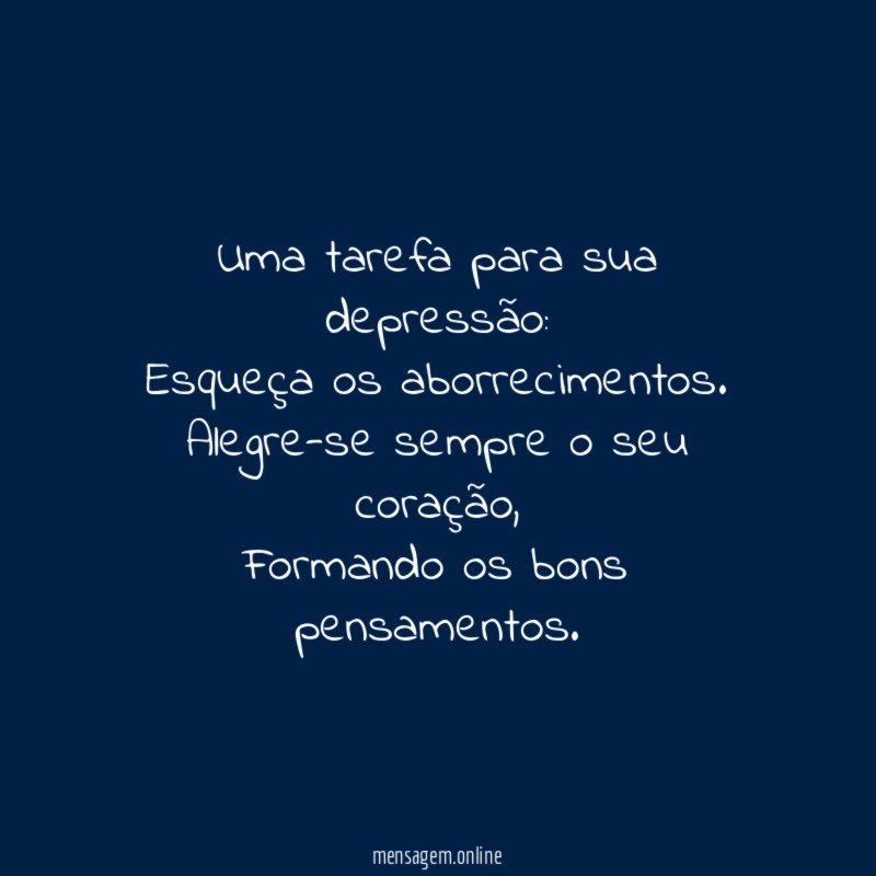 Uma tarefa para sua depressão