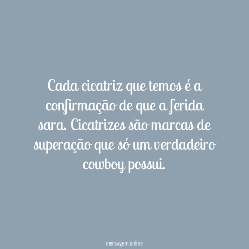 Cada cicatriz que temos é a confirmação de que a ferida sara