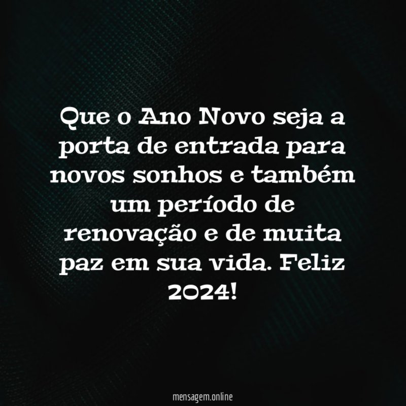 Que o Ano Novo seja a porta de