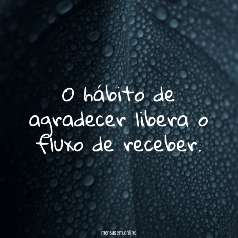 O hábito de agradecer libera o fluxo de receber