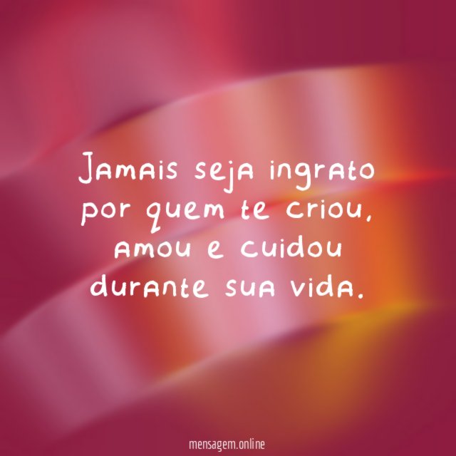 Jamais seja ingrato por quem te criou