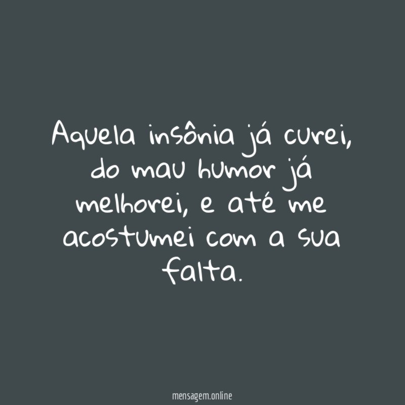 Aquela insônia já curei