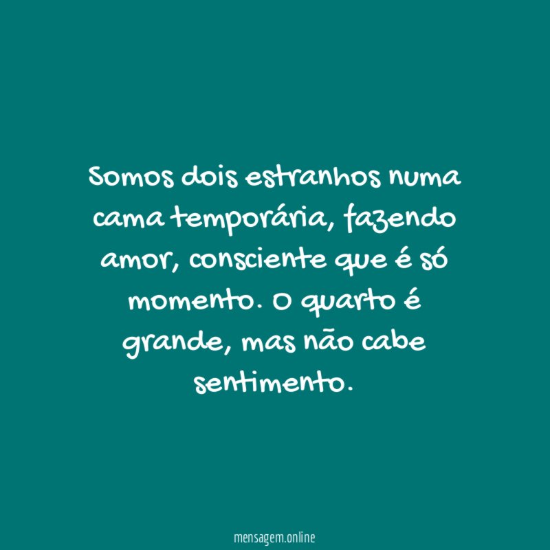 Somos dois estranhos numa cama temporária