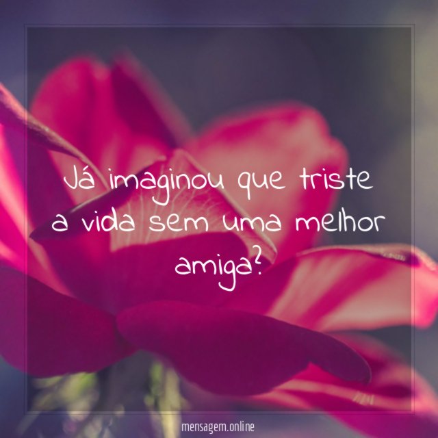 Já imaginou que triste a vida sem uma melhor amiga