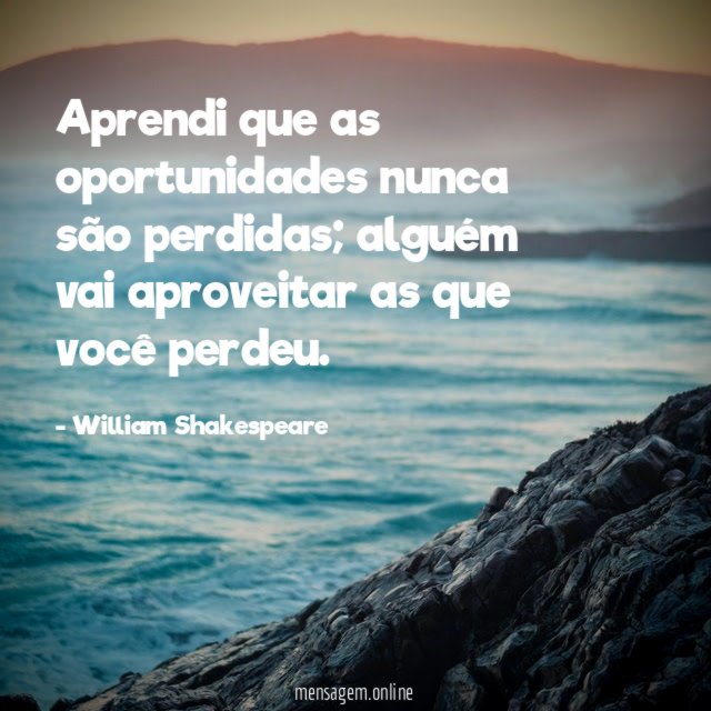 Aprendi que as oportunidades nunca são perdidas
