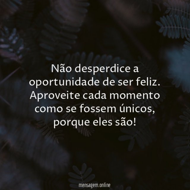 Não desperdice a oportunidade de ser feliz