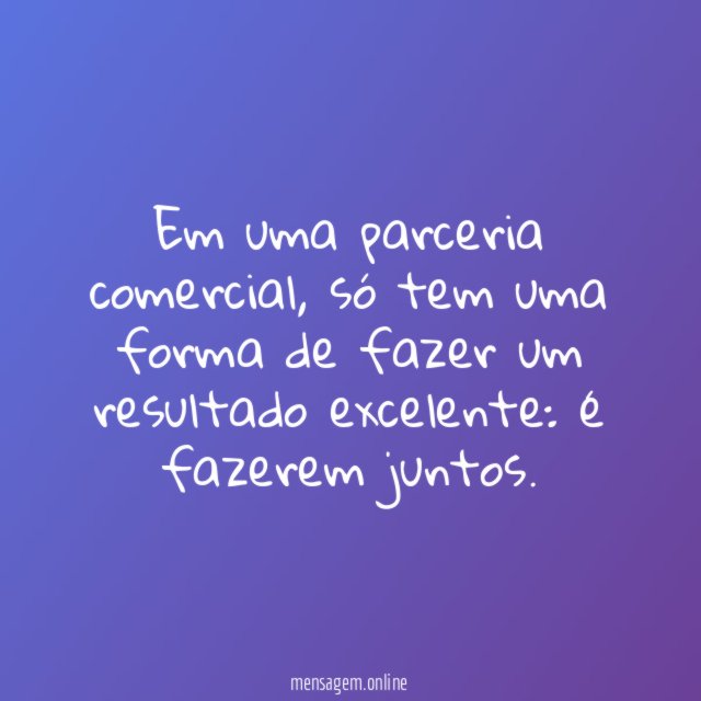 Em uma parceria comercial