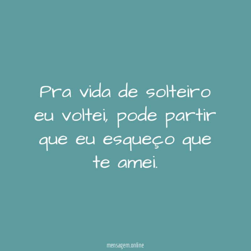 Pra vida de solteiro eu voltei