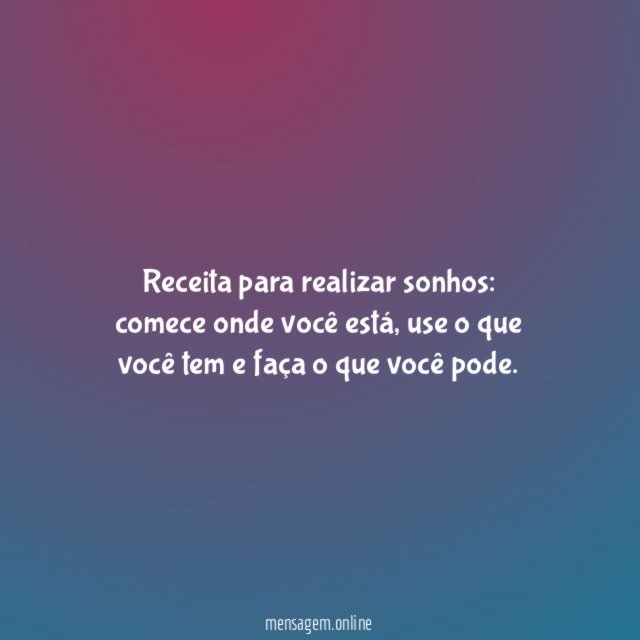 Receita para realizar sonhos