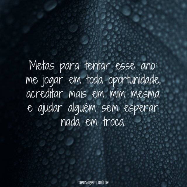 Metas para tentar esse ano