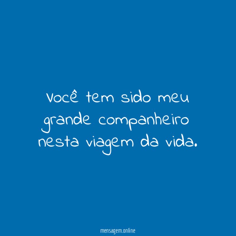 Você tem sido meu grande companheiro nesta viagem da vida