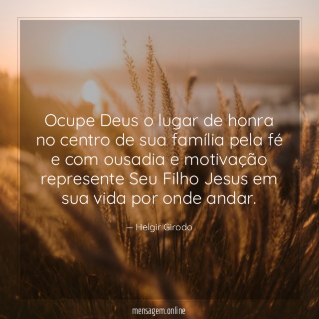 Ocupe Deus o lugar de honra no centro