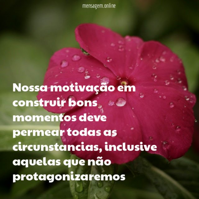 Nossa motivação em construir bons momentos deve permear todas as circunstancias