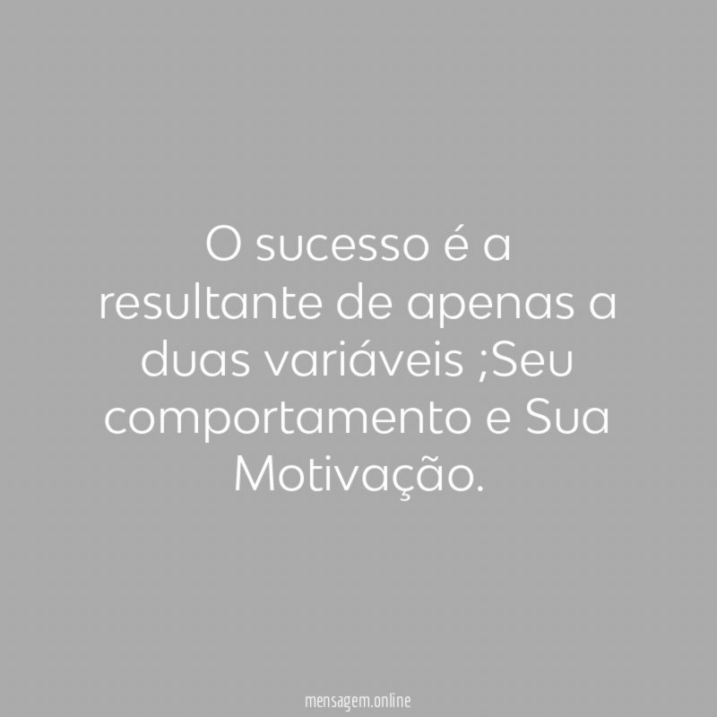 O sucesso é a resultante de apenas a duas variáveis