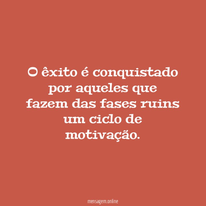 O êxito é conquistado por aqueles que fazem